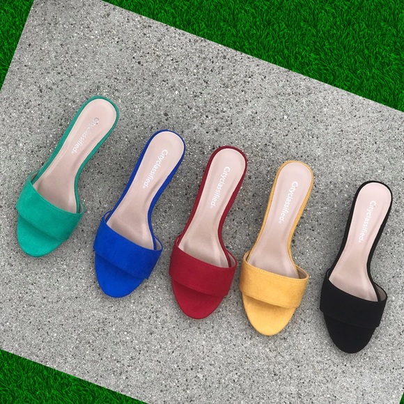 City Classified Mustard Yellow Kitten Heel Mule - Picture 3 of 7